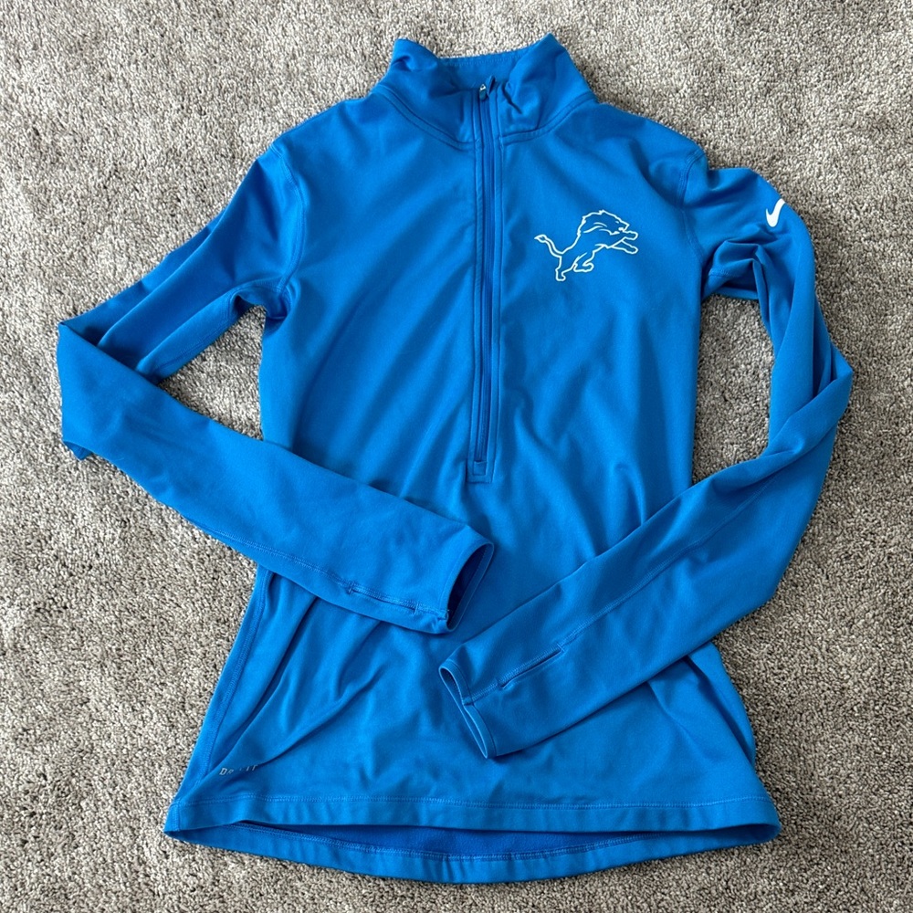 Nike Detroit Lions Women's Blue Long Sleeve Quarter-Zip Top